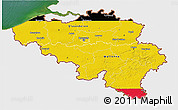 Flag 3D Map of Belgium, single color outside, satellite sea, flag aligned to the middle