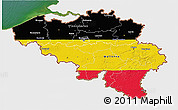 Flag 3D Map of Belgium, single color outside, satellite sea, flag rotated