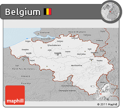Gray 3D Map of Belgium