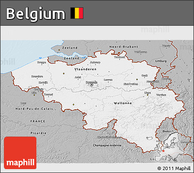 Gray 3D Map of Belgium