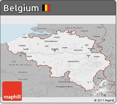 Gray 3D Map of Belgium