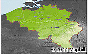 Physical 3D Map of Belgium, darken, desaturated, land only