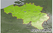 Physical 3D Map of Belgium, darken, semi-desaturated
