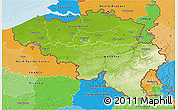 Physical 3D Map of Belgium, political outside