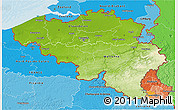Physical 3D Map of Belgium, political shades outside