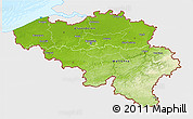 Physical 3D Map of Belgium, single color outside, bathymetry sea