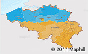 Political 3D Map of Belgium, single color outside, bathymetry sea