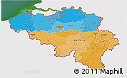 Political 3D Map of Belgium, single color outside, satellite sea