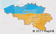 Political 3D Map of Belgium, single color outside, shaded relief sea