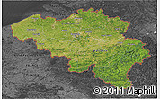 Satellite 3D Map of Belgium, darken, desaturated