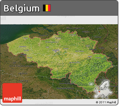 Satellite 3D Map of Belgium, darken