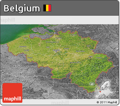 Satellite 3D Map of Belgium, desaturated, land only