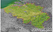 Satellite 3D Map of Belgium, desaturated, land only