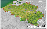 Satellite 3D Map of Belgium, lighten, desaturated, land only