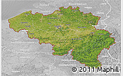 Satellite 3D Map of Belgium, lighten, desaturated