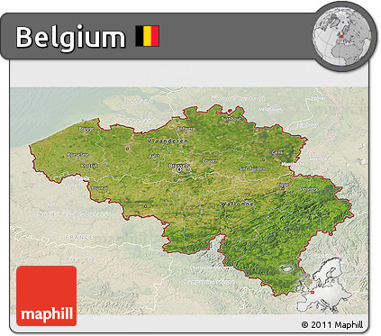 Satellite 3D Map of Belgium, lighten
