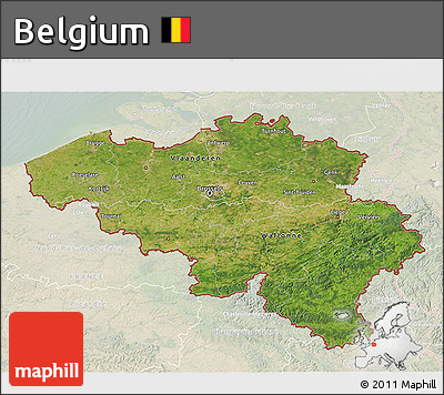 Satellite 3D Map of Belgium, lighten