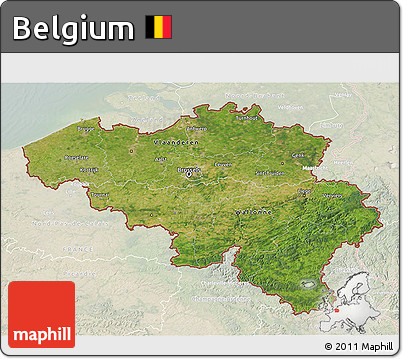 Satellite 3D Map of Belgium, lighten
