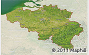 Satellite 3D Map of Belgium, lighten, land only