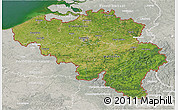 Satellite 3D Map of Belgium, lighten, semi-desaturated, land only