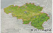 Satellite 3D Map of Belgium, lighten, semi-desaturated