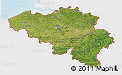 Satellite 3D Map of Belgium, single color outside, bathymetry sea, shaded relief sea