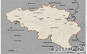 Shaded Relief 3D Map of Belgium, darken, desaturated