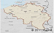 Shaded Relief 3D Map of Belgium, desaturated, land only
