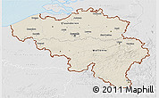 Shaded Relief 3D Map of Belgium, lighten, desaturated, land only
