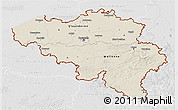 Shaded Relief 3D Map of Belgium, lighten, desaturated