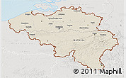 Shaded Relief 3D Map of Belgium, lighten, semi-desaturated, land only