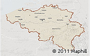 Shaded Relief 3D Map of Belgium, lighten, semi-desaturated