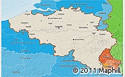 Shaded Relief 3D Map of Belgium, political shades outside