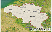 Shaded Relief 3D Map of Belgium, satellite outside