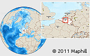 Shaded Relief Location Map of Brussel, highlighted country