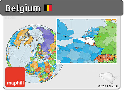 Blank Location Map of Belgium, political outside