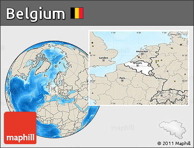 Blank Location Map of Belgium, shaded relief outside