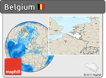 Blank Location Map of Belgium, shaded relief outside