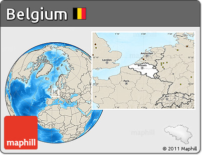 Blank Location Map of Belgium, shaded relief outside