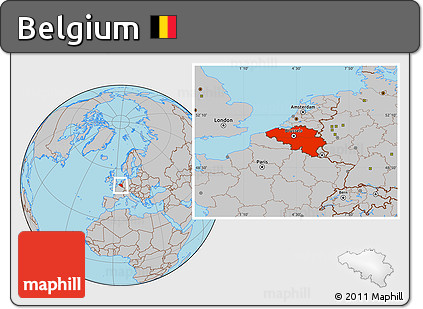 Gray Location Map of Belgium