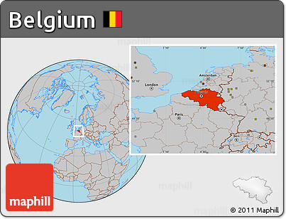 Gray Location Map of Belgium