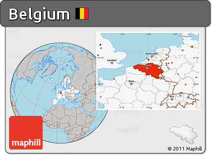 Gray Location Map of Belgium, highlighted continent