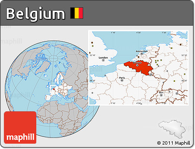 Gray Location Map of Belgium, highlighted continent