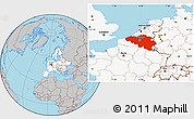 Gray Location Map of Belgium, highlighted continent