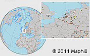 Gray Location Map of Belgium, hill shading inside
