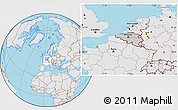 Gray Location Map of Belgium, lighten, desaturated, land only