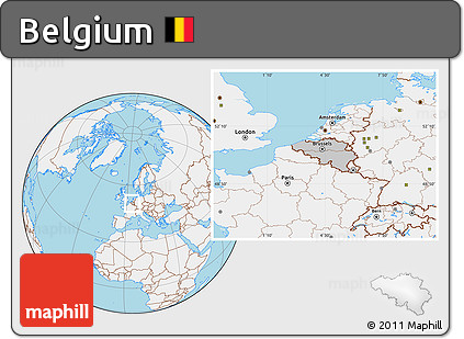 Gray Location Map of Belgium, lighten, land only