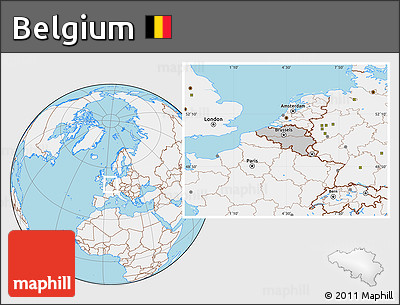 Gray Location Map of Belgium, lighten, land only