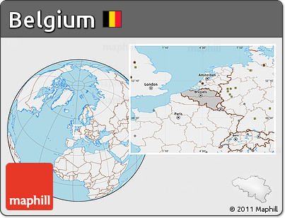 Gray Location Map of Belgium, lighten, land only