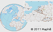 Gray Location Map of Belgium, lighten, semi-desaturated, land only